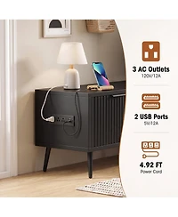 Aheaplus Tv Stand Media Console Table with Power Outlet for 30-60"