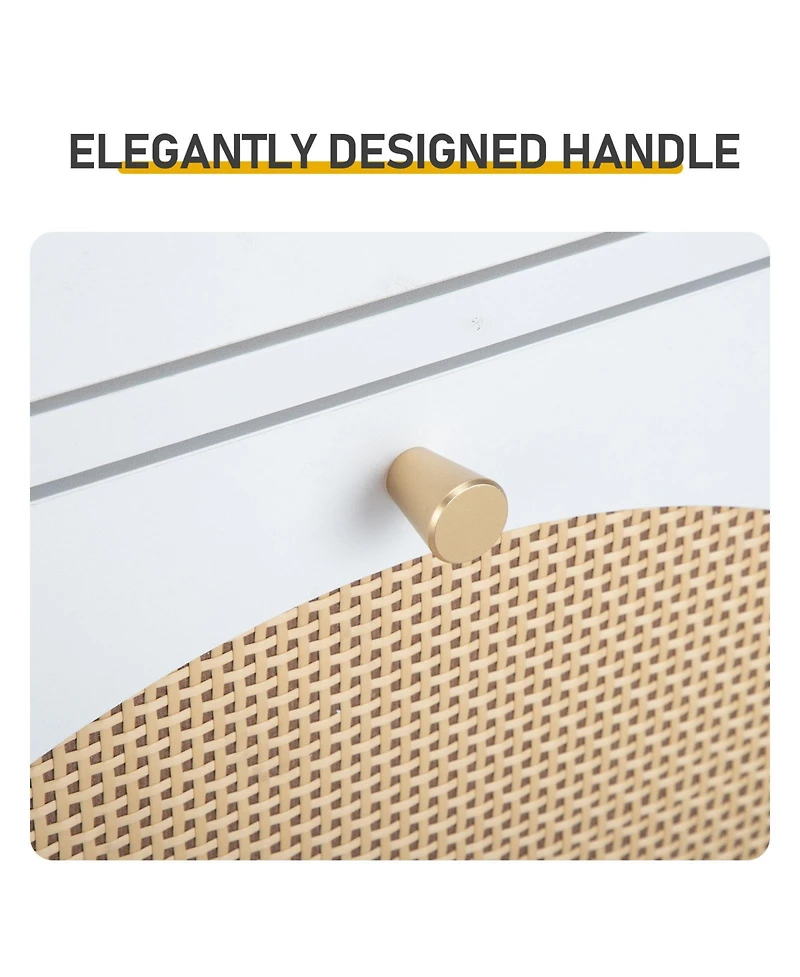 Slickblue Entryway Rattan Shoe Cabinet with 1 Drawer and 2 Flip-Down Drawers