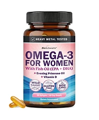 BioSchwartz Fish Oil Omega-3 Supplement for Women with Epa, Dha, Evening Primrose Oil, Vitamin D and Vitamin E, 60 Softgels