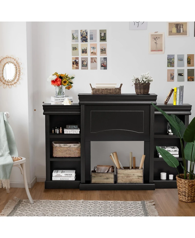 Mecale 70 Modern Fireplace Media Entertainment Center with Bookcase