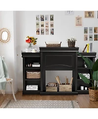 Mecale 70 Modern Fireplace Media Entertainment Center with Bookcase