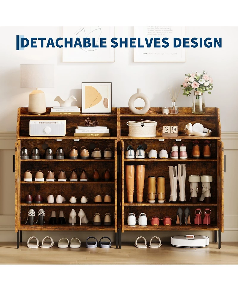 gaomon Shoe Storage Cabinet for Entryway,5-Tier Shoes with Doors and3 Adjustable Shelves, 41" H Wood Rack Closet