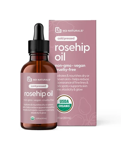 M3 Cold Pressed Rosehip Oil for Face, Skin, Hair and Nails, 1 Fluid Ounce
