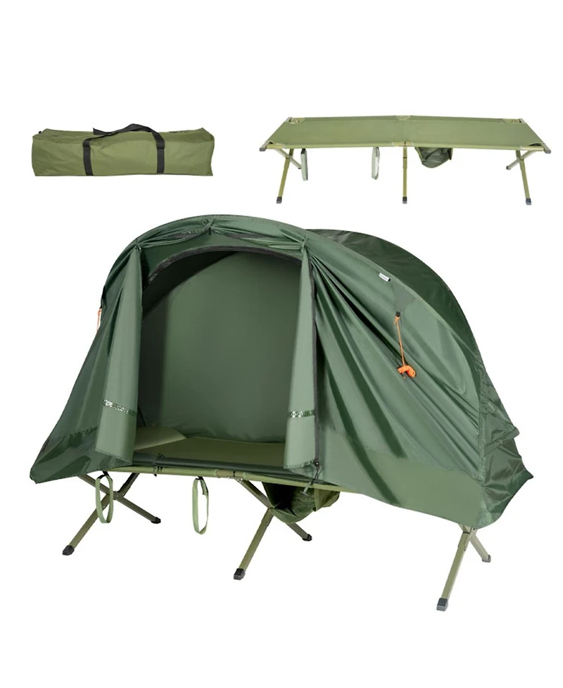 Sevorley 4-in-1 Single-Person Camping Cot Tent with Self-Inflating Mattress and Carry Bag for Solo Travel