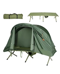 Sevorley 4-in-1 Single-Person Camping Cot Tent with Self-Inflating Mattress and Carry Bag for Solo Travel