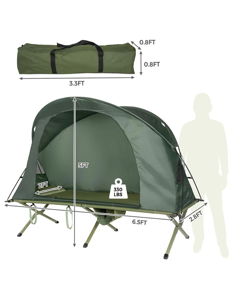Sevorley 4-in-1 Single-Person Camping Cot Tent with Self-Inflating Mattress and Carry Bag for Solo Travel