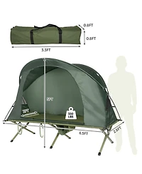 Sevorley 4-in-1 Single-Person Camping Cot Tent with Self-Inflating Mattress and Carry Bag for Solo Travel