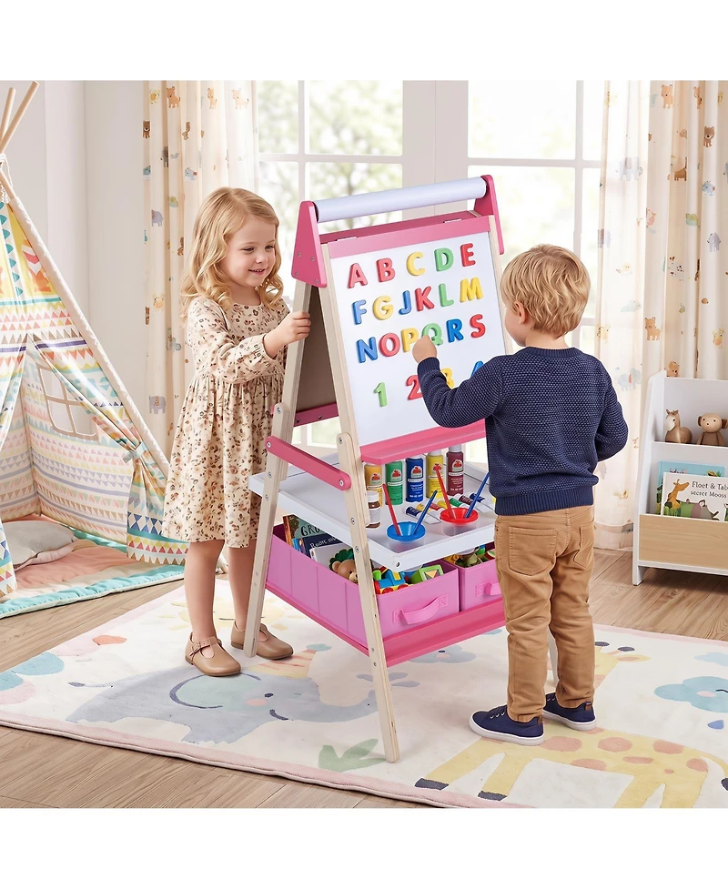 Gymax Ages 3+ Double-Sided Magnetic Easel