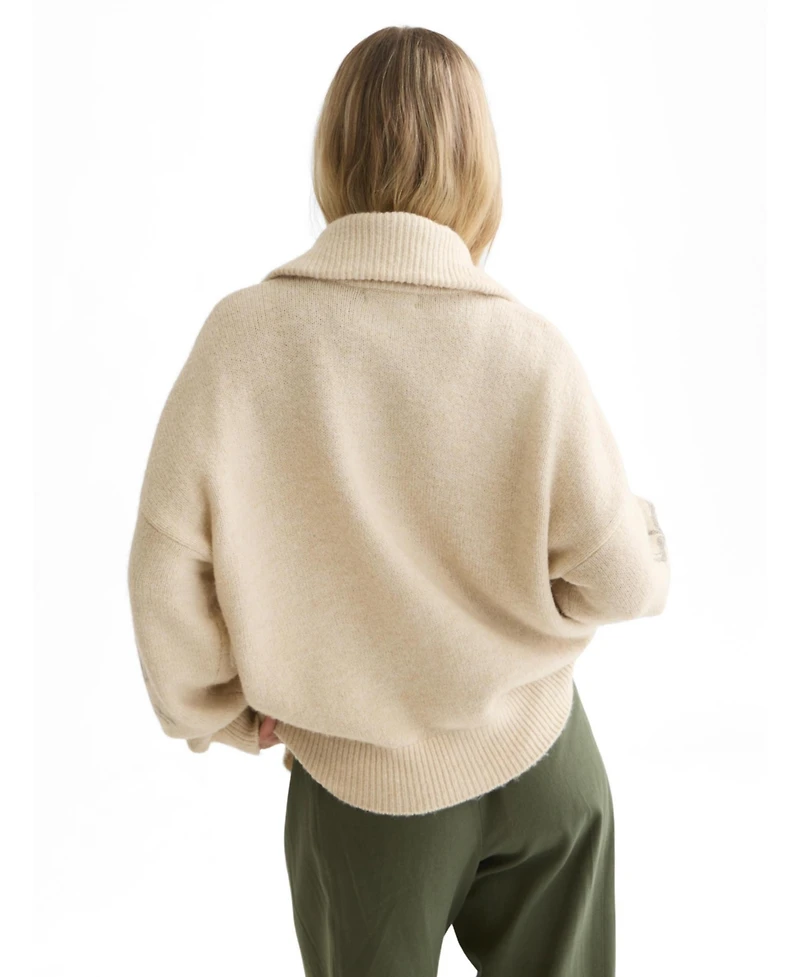 Scotch & Soda Women's Oversized Full-Zip Collared Cardigan