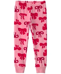 Carter's Toddler Girls' 2T-5T Dreamplush Bow-Print Snug-Fit Top and Pants, 2-Piece Pajama Set