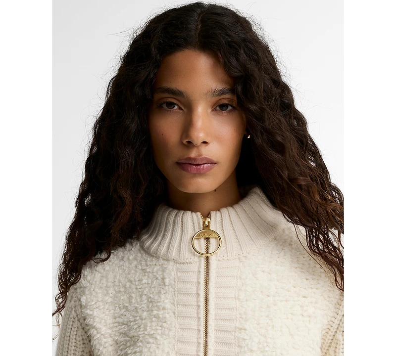 Barbour Women's Hazelwood Wool-Blend Chunky-Knit Sherpa-Inspired Bomber Jacket