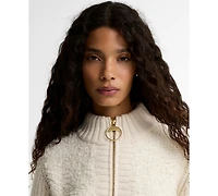 Barbour Women's Hazelwood Wool-Blend Chunky-Knit Sherpa-Inspired Bomber Jacket