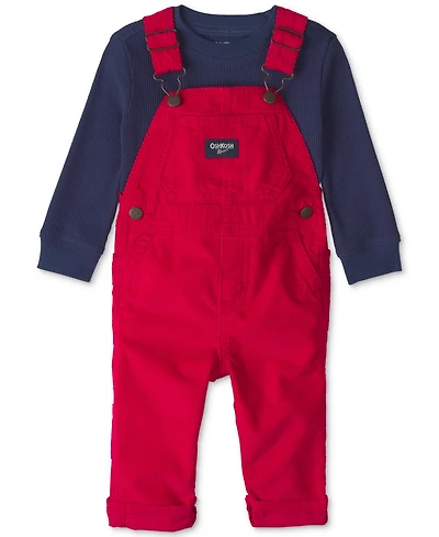 Osh Kosh Baby Boys' Thermal Long-Sleeve Top and Corduroy Overall, 2-Piece Set
