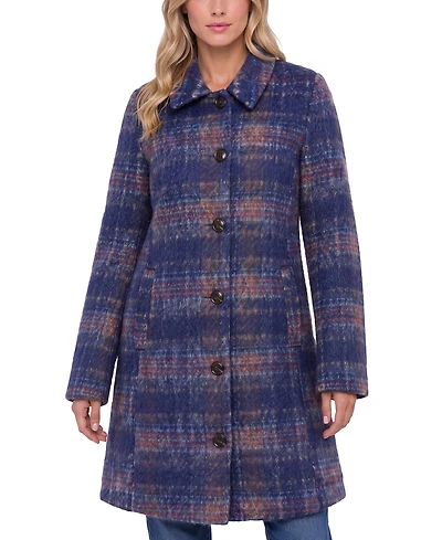 Liverpool Los Angeles Women's Plaid Wool-Blend Swing Coat