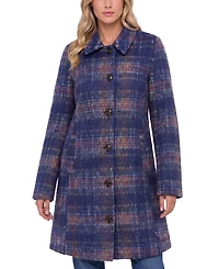 Liverpool Los Angeles Women's Plaid Wool-Blend Swing Coat