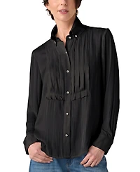 Liverpool Los Angeles Women's High-Collar Long-Sleeve Tuxedo Blouse