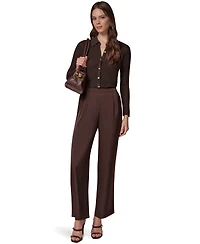 Donna Karan New York Petite High-Rise Wide-Leg Satin Pants
