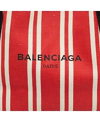 Pre-Owned Balenciaga Cabas Striped Canvas Tote Bag