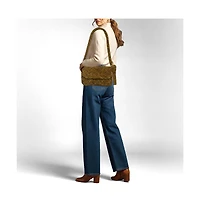 Pre-Owned Bottega Veneta Kalimero Citta Medium Intreccio Suede Shoulder Bag