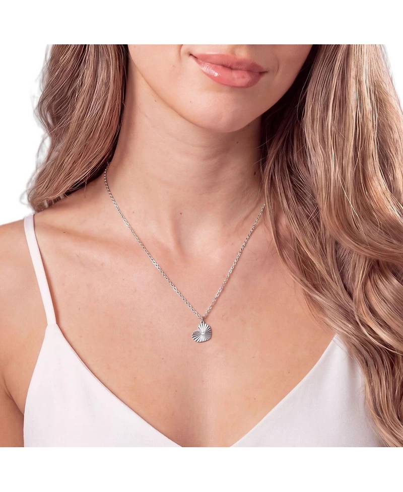 The Lovery Cz Fluted Single Heart Necklace Sterling Silver