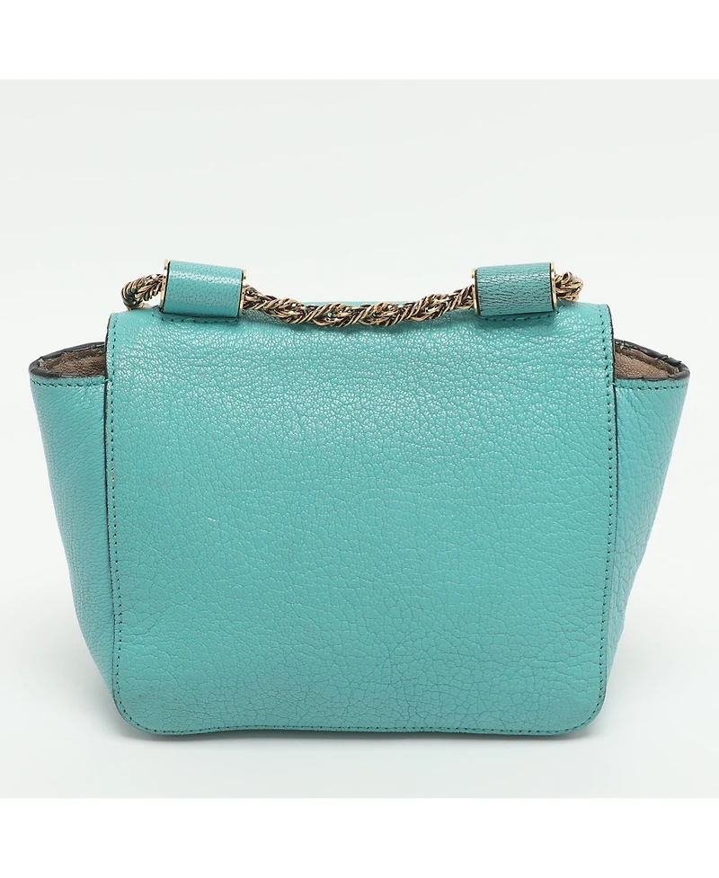 Pre-Owned Chloe Women's Elsie Mini Turquoise Leather Crossbody Bag