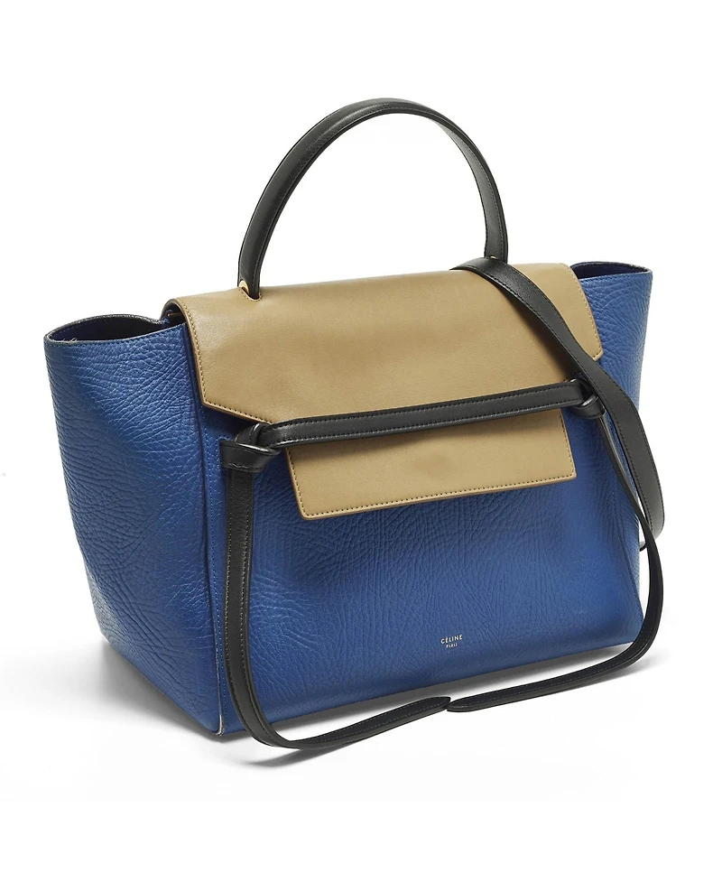 Pre-Owned Celine Women's Tricolor Leather Mini Belt Top Handle Bag