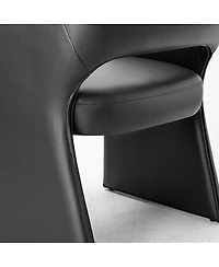 Maison Boucle Modern Faux Leather Dining Armchairs Set of 2, Upholstered Chairs, Open Back Design, Curved Armrests