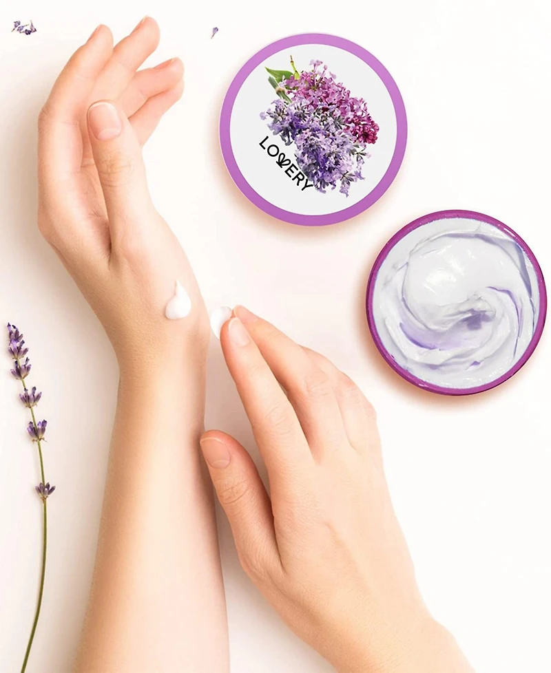 Lovery Lavender and Lilac Scented Whipped Body Butter, Bath and Body Care Cream, 6 oz