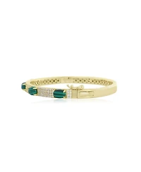 The Lovery Malachite Cz Pave Station Bangle 14K Gold-Plated Sterling Silver