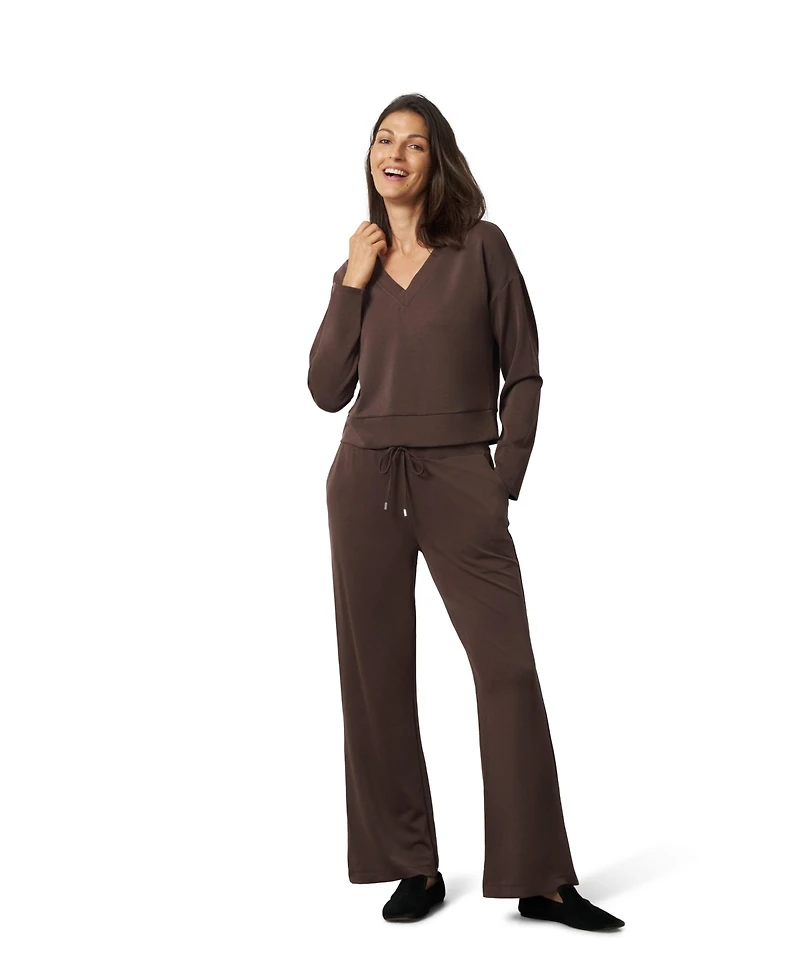 Cable & Gauge Women's V-Neck Dolman Top and Wide Leg Pant Set