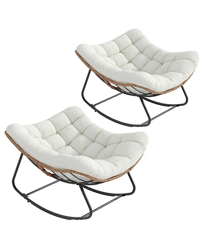 gaomon 2 Piece Outdoor Rocking Papasan Chair for Patio, Garden or Living Room