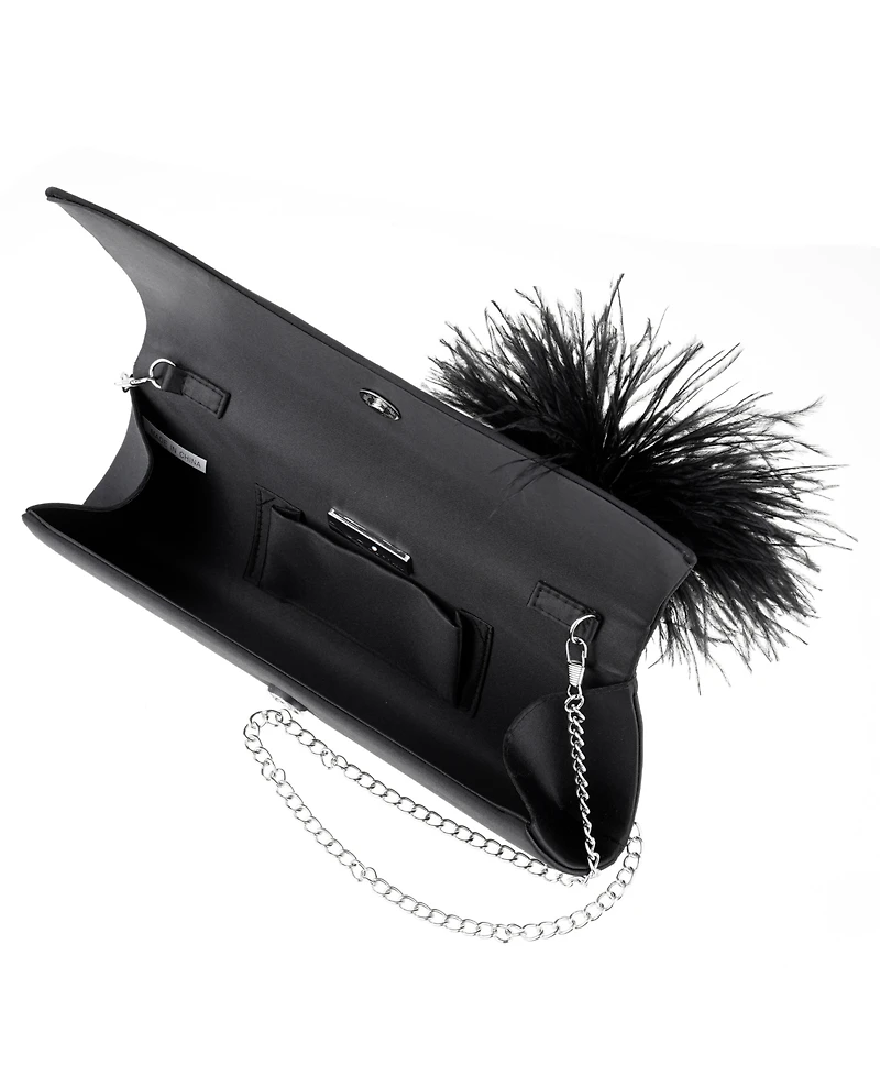 Nina Feather Ornamented Zosia Small Flap Clutch Handbag