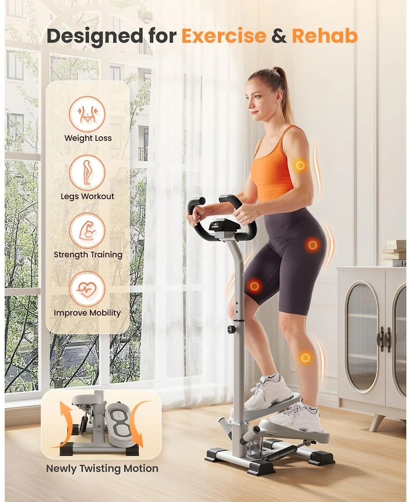 Fed Fitness Stepper with Handlebar, 330lb Capacity Twist Stair Stepper for Exercises for Leg Workout, Home Cardio Machine