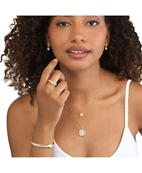 The Lovery Cz Oval Double Bezel Necklace 14K Gold-Plated Sterling Silver