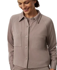 Cable & Gauge Women's Rib Knit Lounge Button-Down Shacket and Pull-On Pants Set