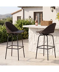 Gymax 30'' Patio Swivel Bar Stools w/400 Lbs Capacity Metal Frame Contoured Seat