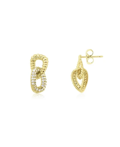 The Lovery Cz Twist Link Loop Earrings 14K Gold Plated Over Brass