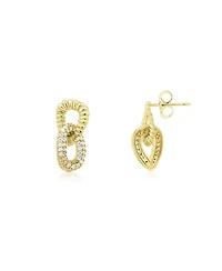 The Lovery Cz Twist Link Loop Earrings 14K Gold Plated Over Brass