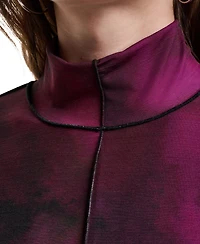 Dkny Women's Exposed Seam Printed Long Sleeves Dress