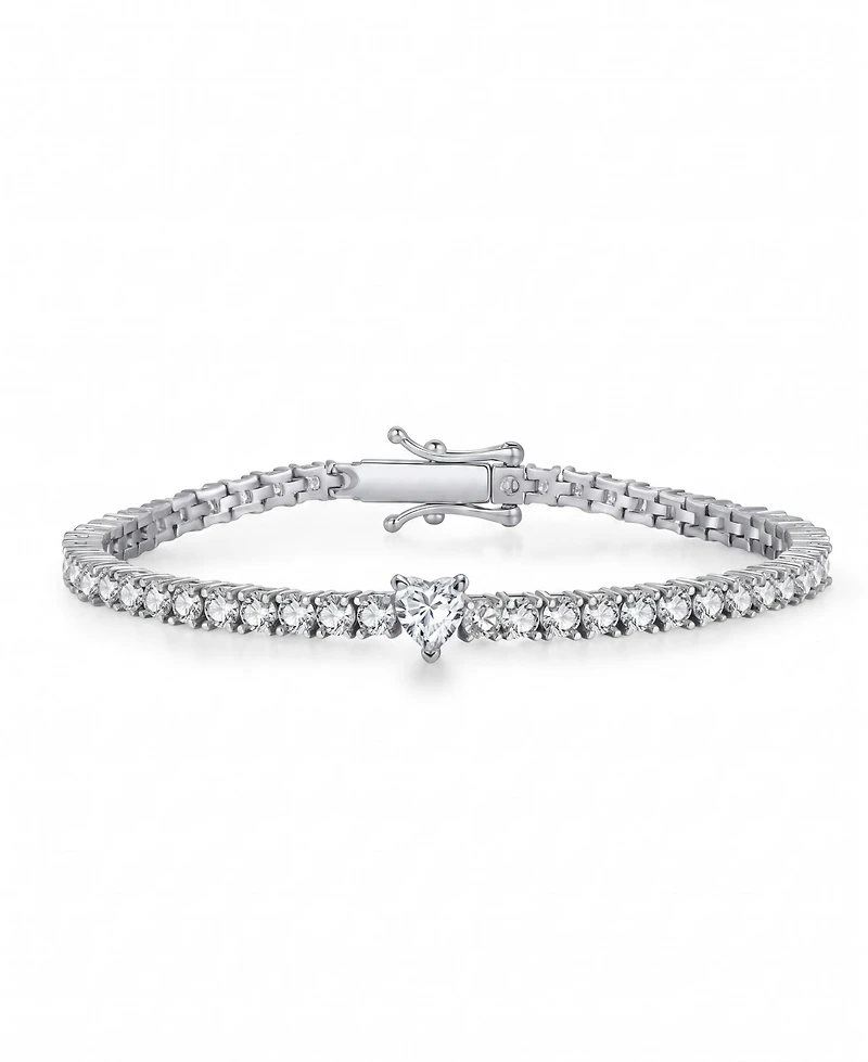 Rachel Glauber Modern Gold Plated Cubic Zirconia Tennis Bracelet