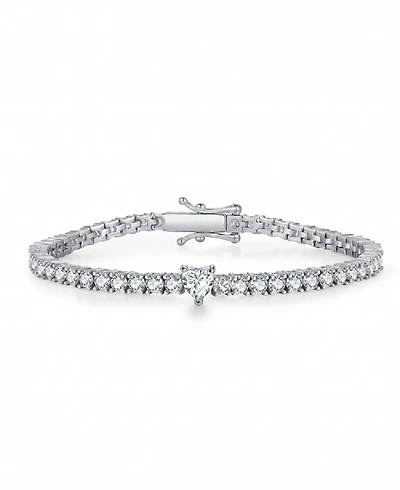 Rachel Glauber Modern Gold Plated Cubic Zirconia Tennis Bracelet