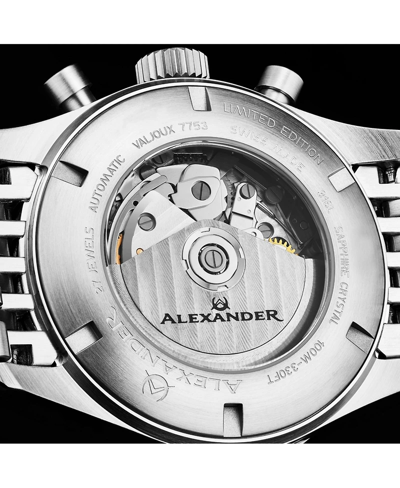 Alexander Men's Megalos Silver-tone Stainless Steel , Blue Dial , 51mm Round Watch