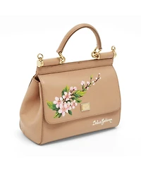Pre-Owned Dolce and Gabbana Hand-Painted Floral Miss Sicily Leather Satchel