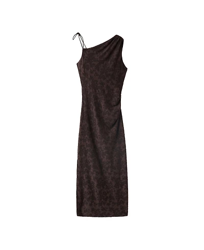 Mango Women's Asymmetrical Devore One Shoulder Floral Dress