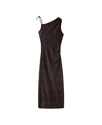 Mango Women's Asymmetrical Devore One Shoulder Floral Dress