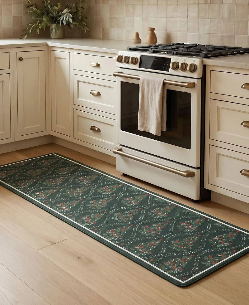 Laura Ashley Frestwick Glade Non-Slip Kitchen Mat, 17.5" x 60"