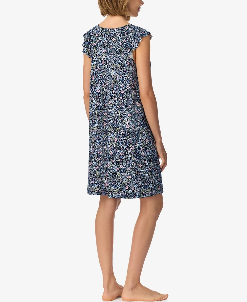 Ellen Tracy Women's Flutter-Raglan V-Neckline Floral-Print Chemise