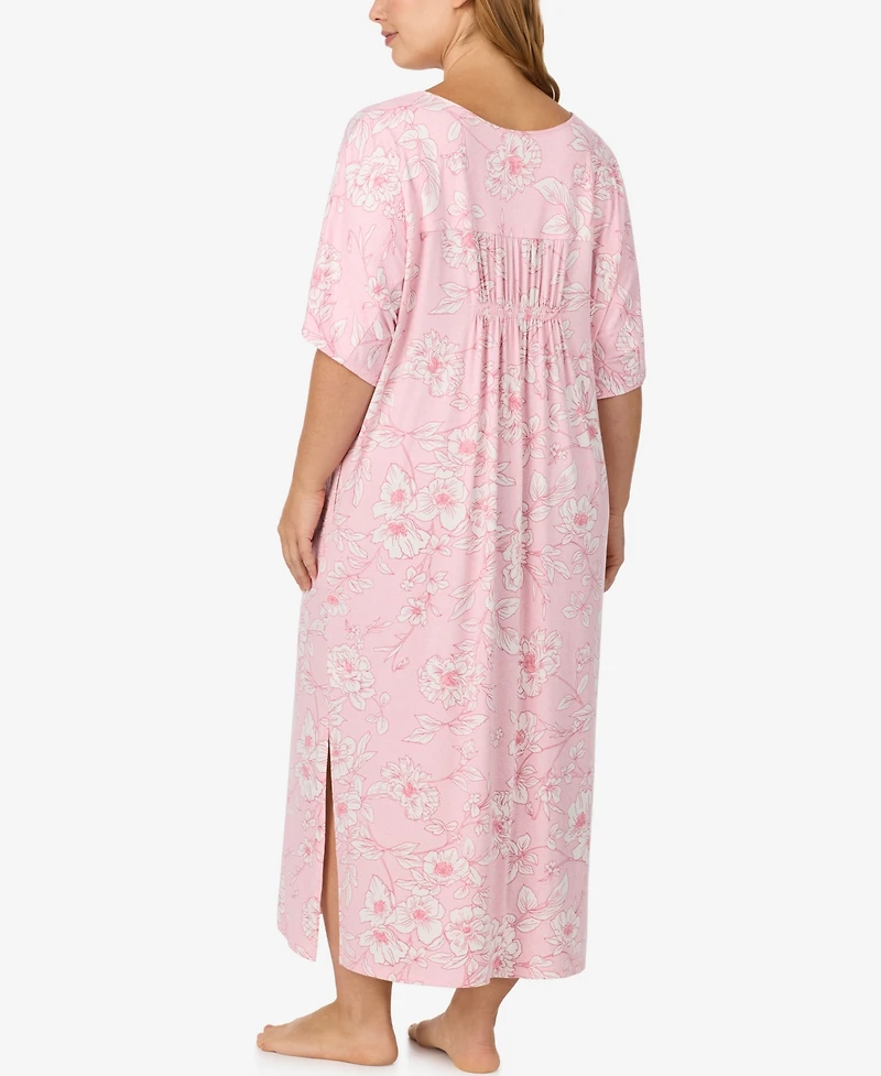 Ellen Tracy Plus V-Neck Long Jersey-Knit Tunic Nightgown