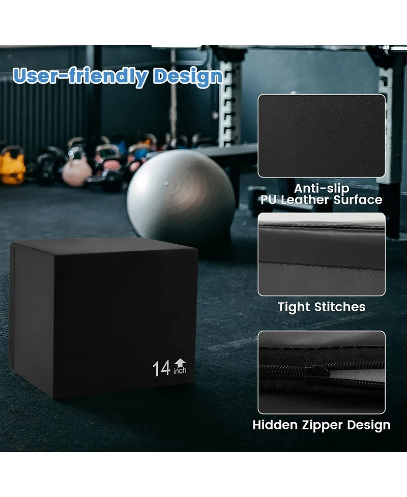 Glintex Foam Plyo Box, 3 Heights in One, 16 x 14 x 12 in, Holds 220 lbs