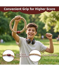 Glintex Ring Toss Game, Solid Wood with 6 Rope Rings, Ages 3 and Up